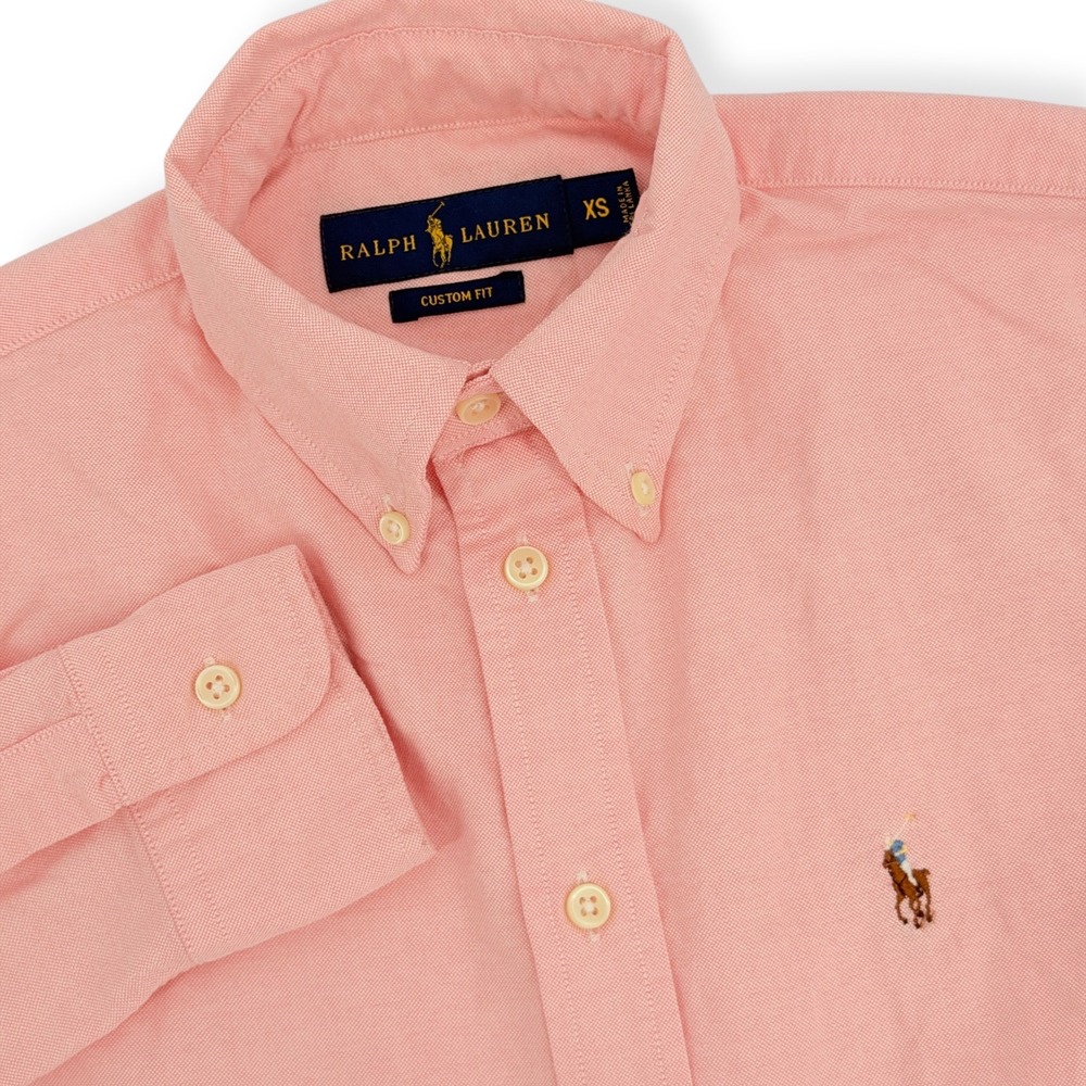 Ralph Lauren Oxford Shirt Women XS Pink Custom Fit Cotton Button Down Classic